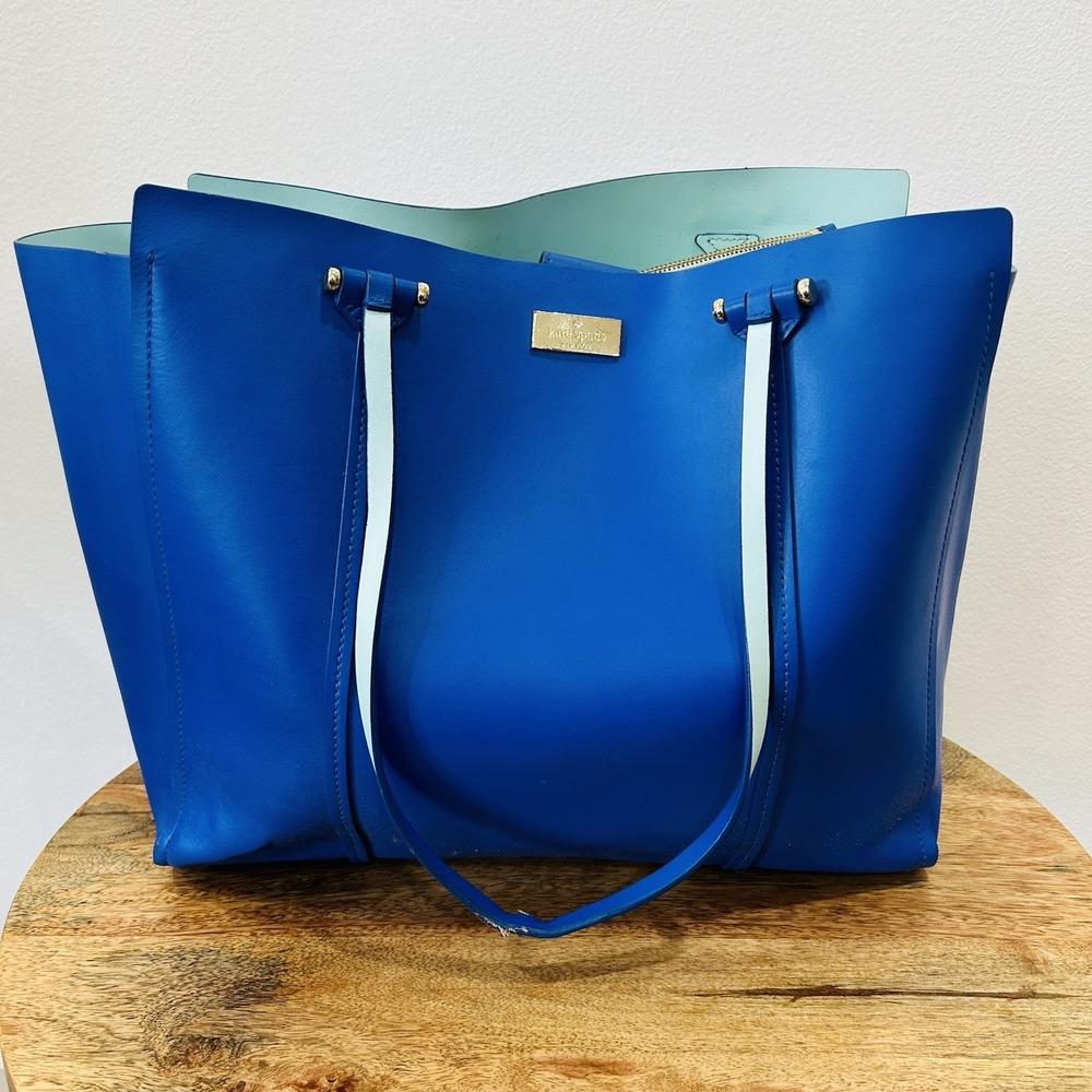 Kate Spade large tote bag Blue Leather With Turquoise Accents